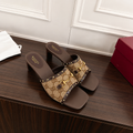 Gucci GG Monogram Canvas Heeled Mule with Gold Horsebit Hardware