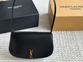 Saint Laurent YSL Black Leather Crossbody Bag with Gold Hardware