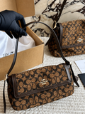 Coach Signature Monogram Crossbody Bag with Gold Hardware