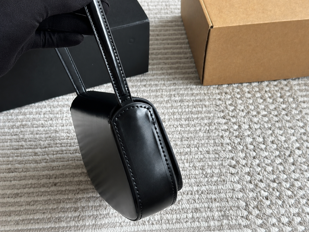 Saint Laurent YSL Black Leather Crossbody Bag with Gold Hardware