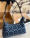 Coach Denim Signature Hobo Shoulder Bag – Blue Jacquard