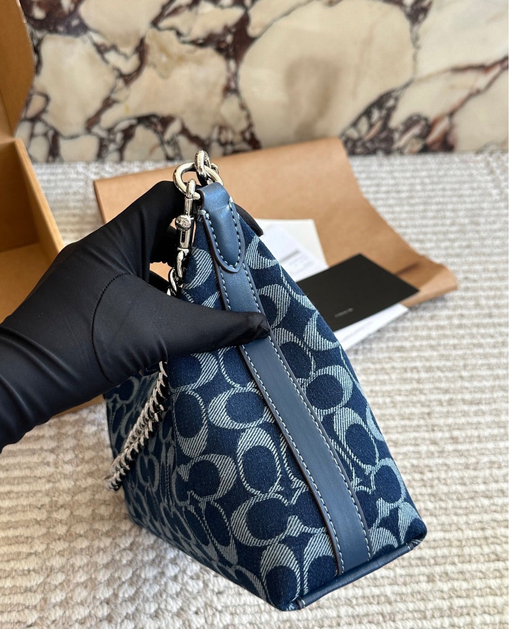 Coach Denim Signature Hobo Shoulder Bag – Blue Jacquard