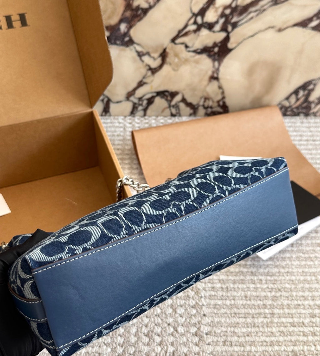 Coach Denim Signature Hobo Shoulder Bag – Blue Jacquard