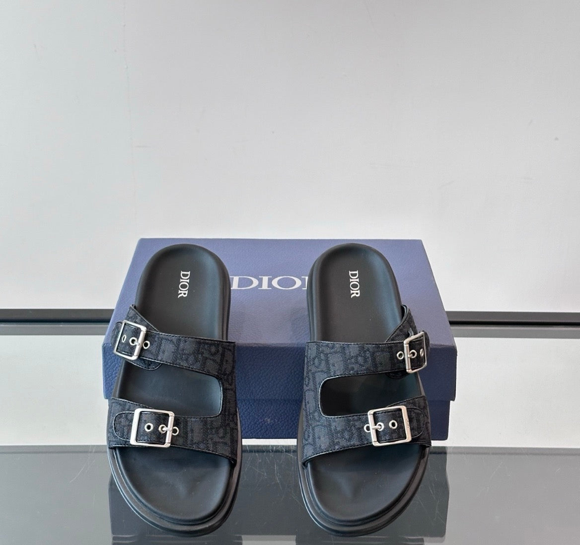 Dior Aqua Sandal Beige Black Dior Oblique Jacquard with Gold Hardware