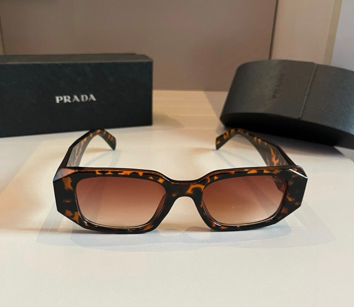 Prada Tortoise Rectangular Sunglasses with Brown Gradient Lenses