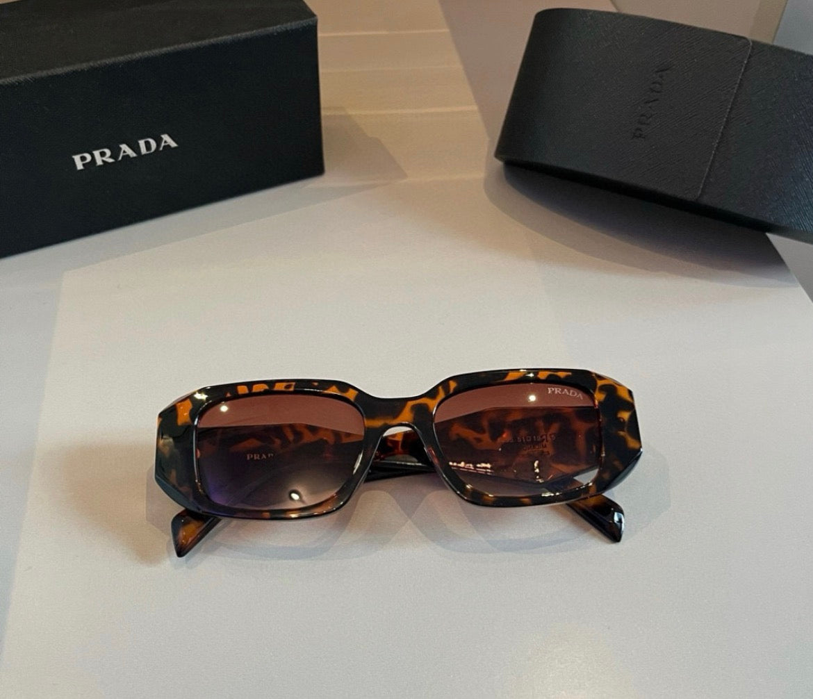 Prada Tortoise Rectangular Sunglasses with Brown Gradient Lenses