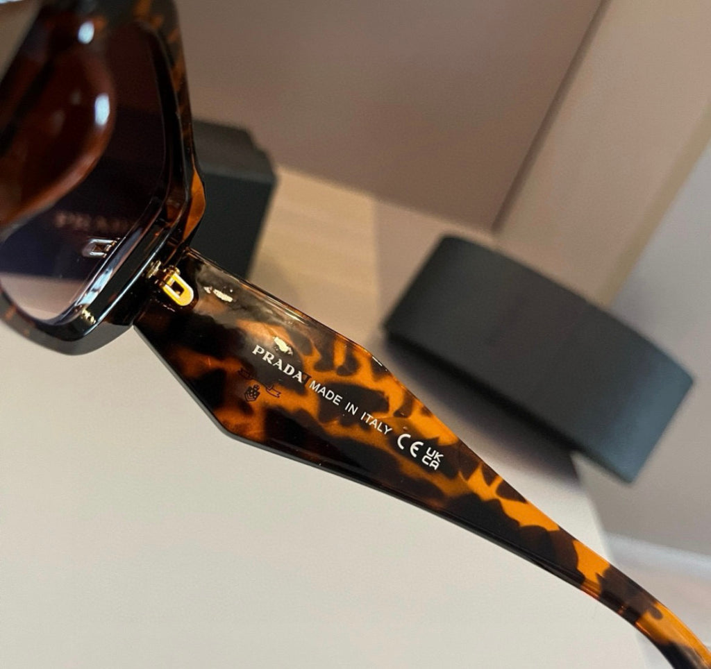 Prada Tortoise Rectangular Sunglasses with Brown Gradient Lenses
