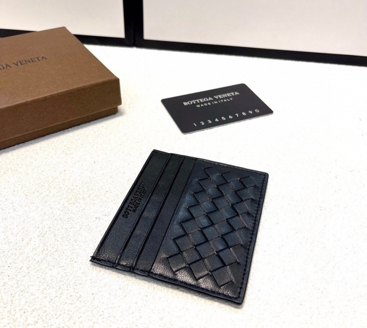 Bottega Veneta Black Intrecciato Leather Card Holder