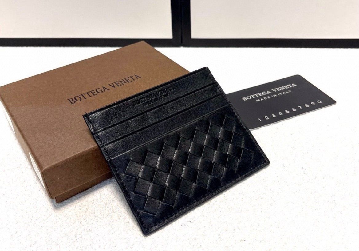 Bottega Veneta Black Intrecciato Leather Card Holder