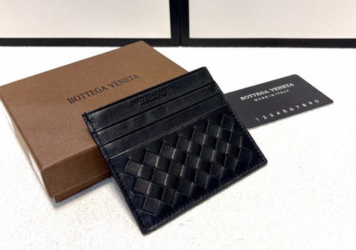Bottega Veneta Black Intrecciato Leather Card Holder