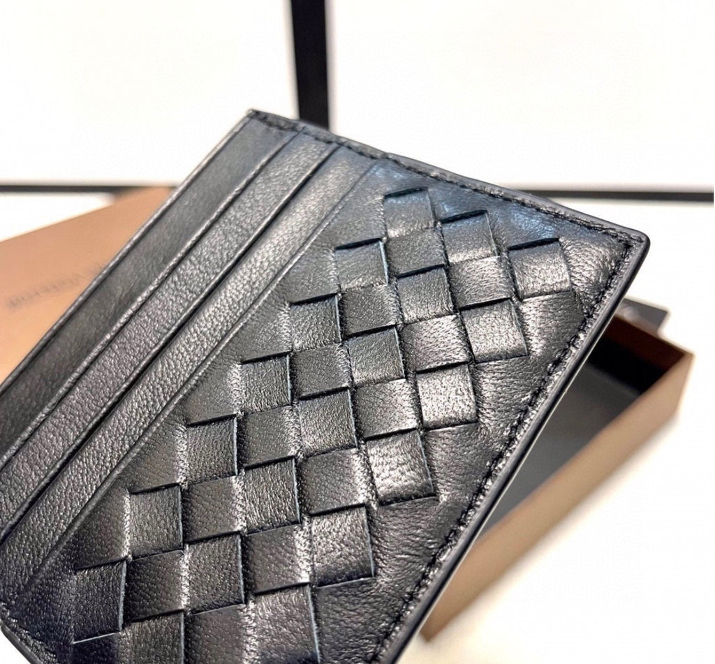 Bottega Veneta Black Intrecciato Leather Card Holder