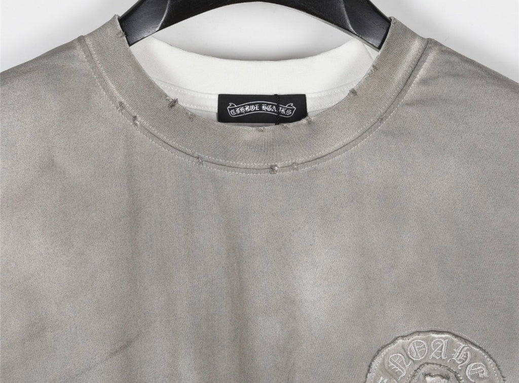 Chrome Hearts Cemetery T-Shirt Cream Vintage Wash Embroidered