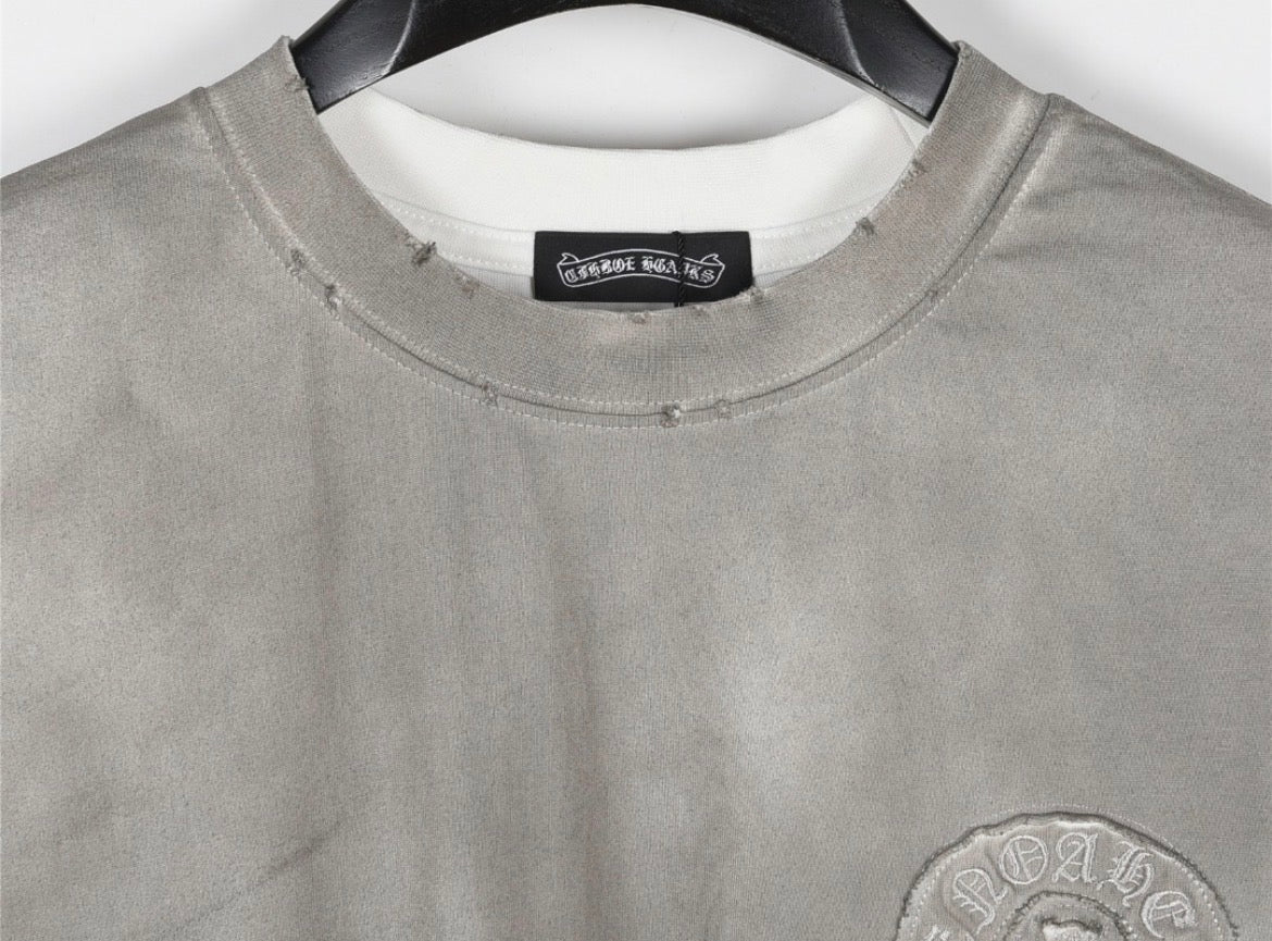 Chrome Hearts Cemetery T-Shirt Cream Vintage Wash Embroidered