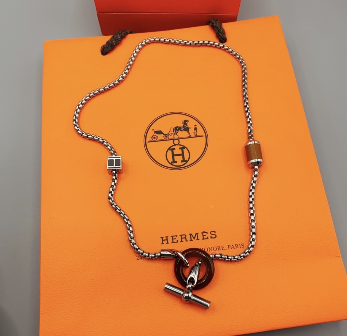 Hermès Meli-Melo Necklace Palladium Horn
