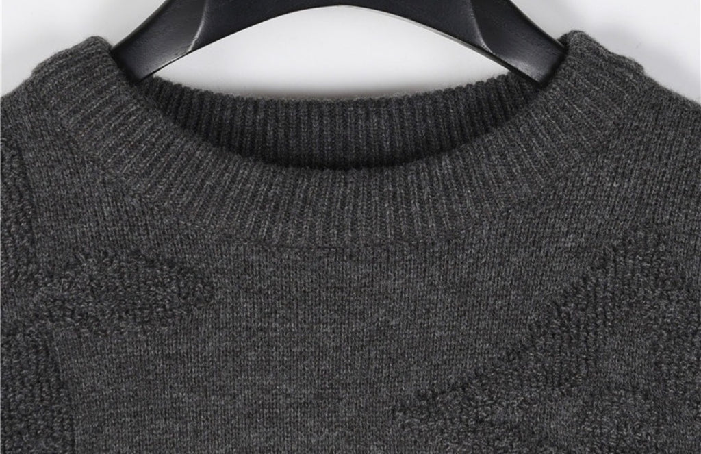 Louis Vuitton Charcoal Grey Monogram Knit Sweater