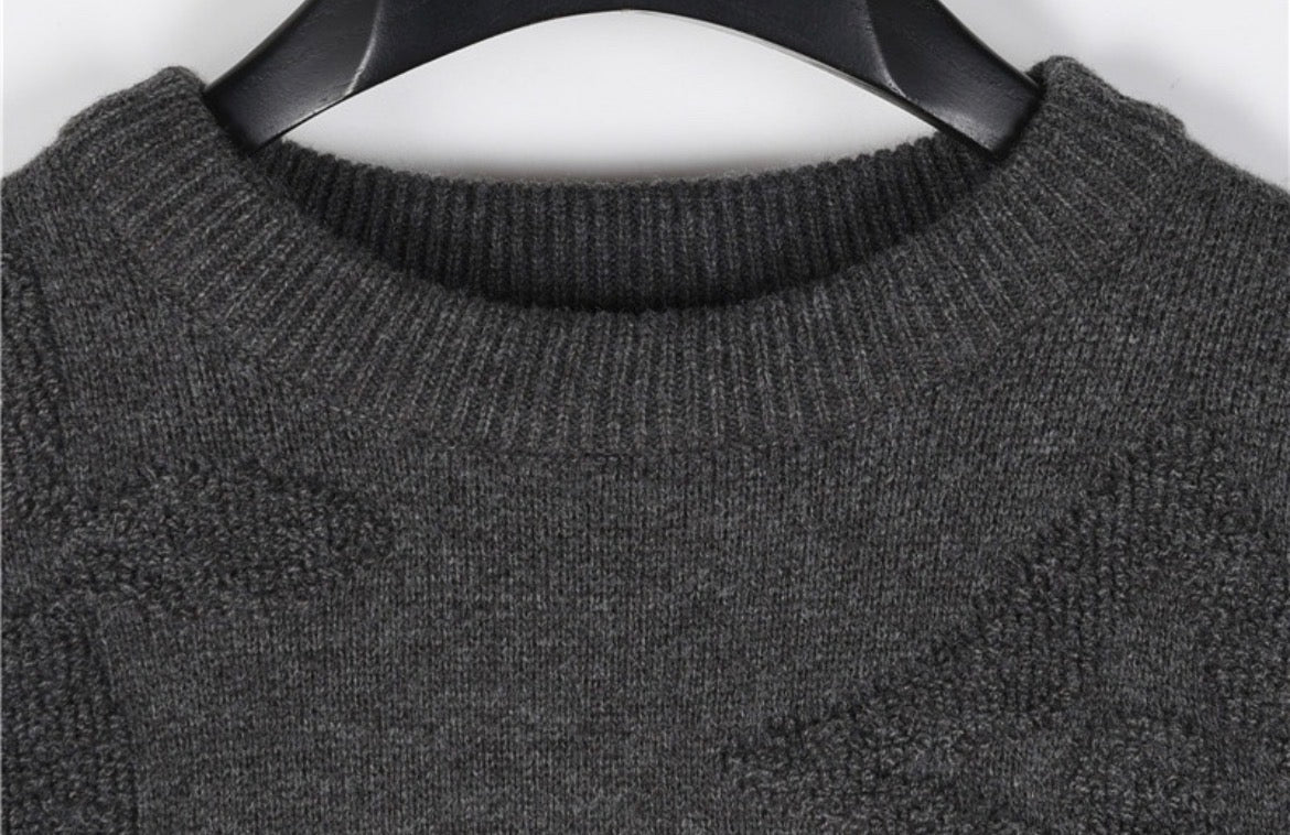 Louis Vuitton Charcoal Grey Monogram Knit Sweater