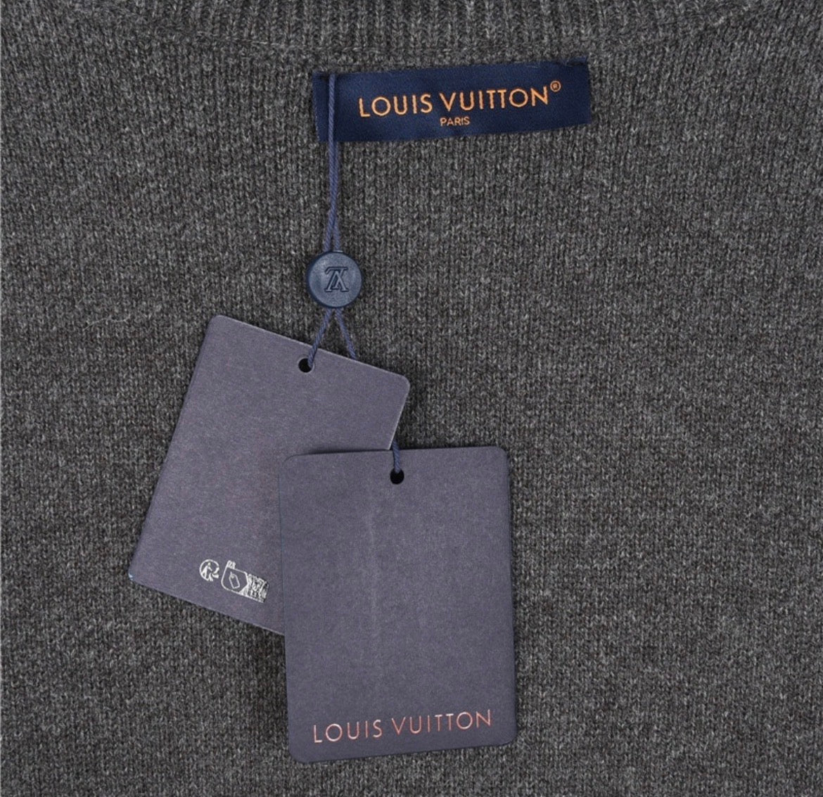 Louis Vuitton Charcoal Grey Monogram Knit Sweater