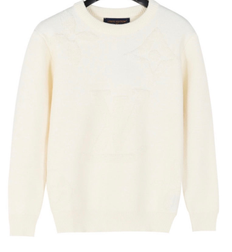 Louis Vuitton Charcoal Grey Monogram Knit Sweater