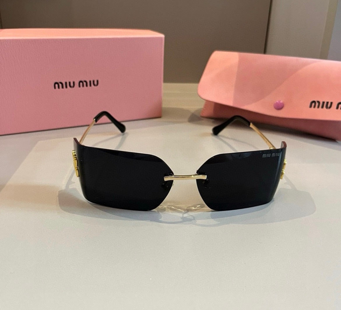 Miu Miu SMUA54 Black Rimless Oval Sunglasses