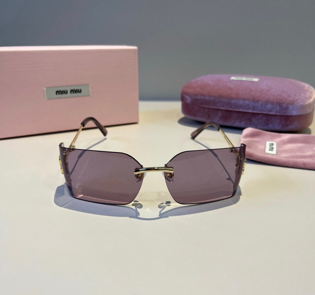 Miu Miu SMUA54 Lavender Rimless Oval Sunglasses