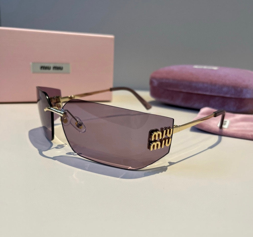 Miu Miu SMUA54 Lavender Rimless Oval Sunglasses