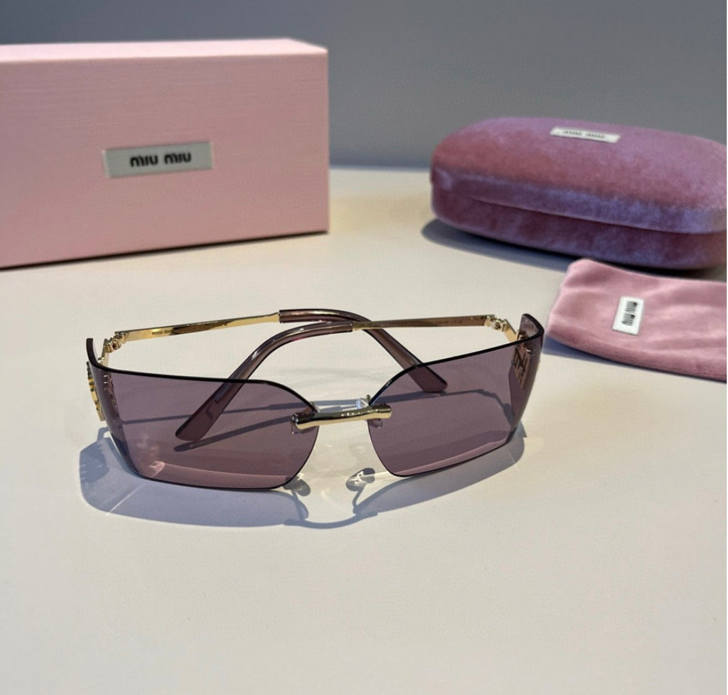Miu Miu SMUA54 Lavender Rimless Oval Sunglasses