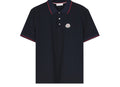 Moncler Logo Patch Cotton Piqué Polo Shirt – Navy & White