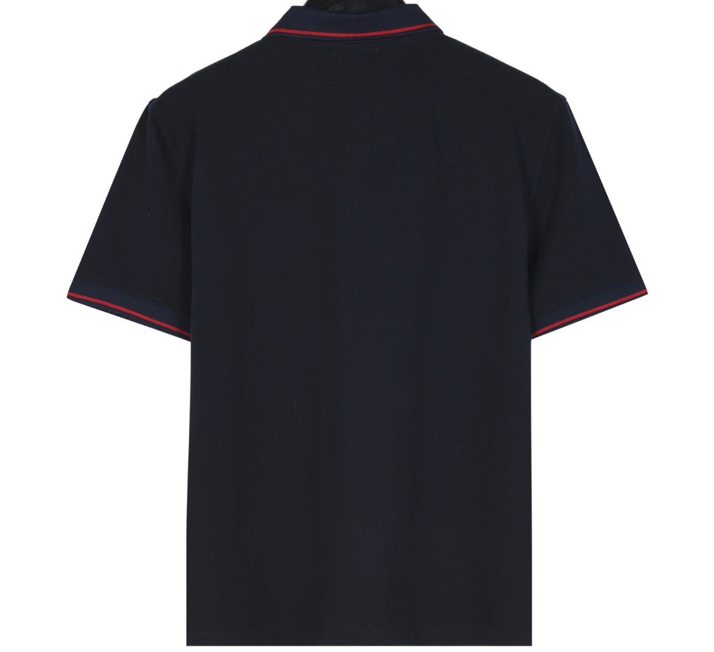 Moncler Logo Patch Cotton Piqué Polo Shirt – Navy & White