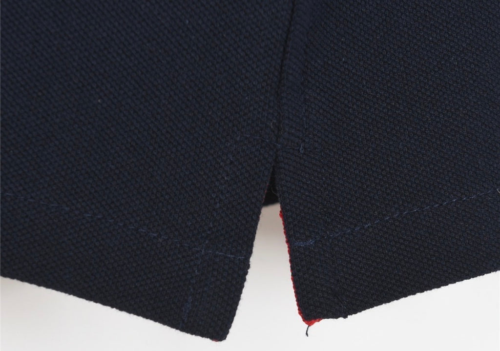 Moncler Logo Patch Cotton Piqué Polo Shirt – Navy & White