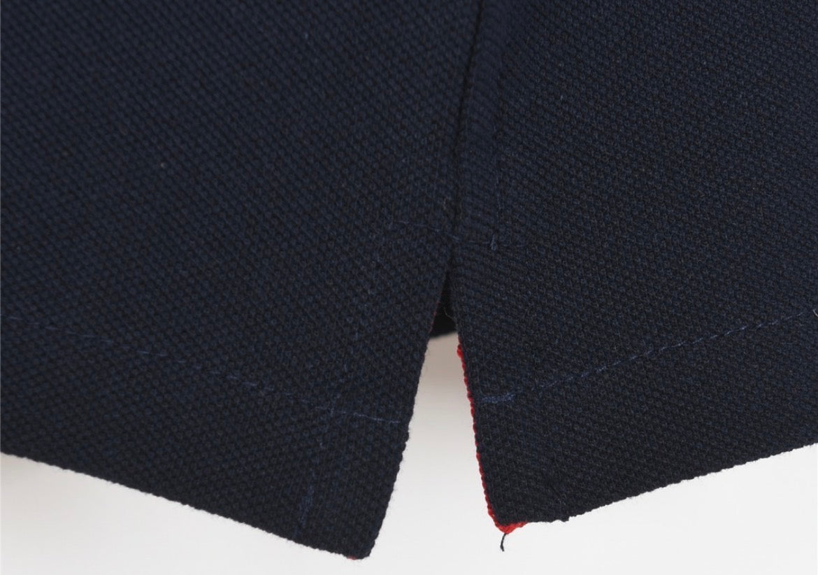 Moncler Logo Patch Cotton Piqué Polo Shirt – Navy & White