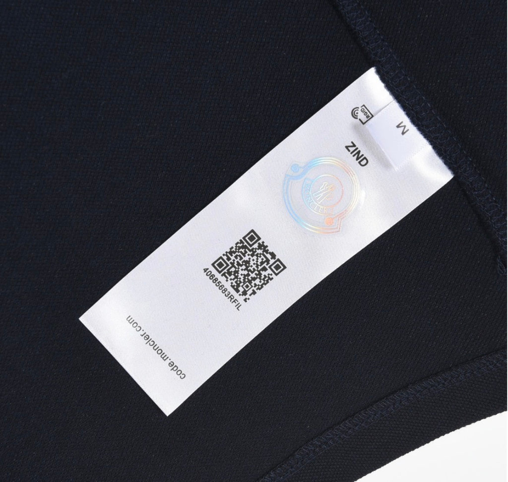 Moncler Logo Patch Cotton Piqué Polo Shirt – Navy & White
